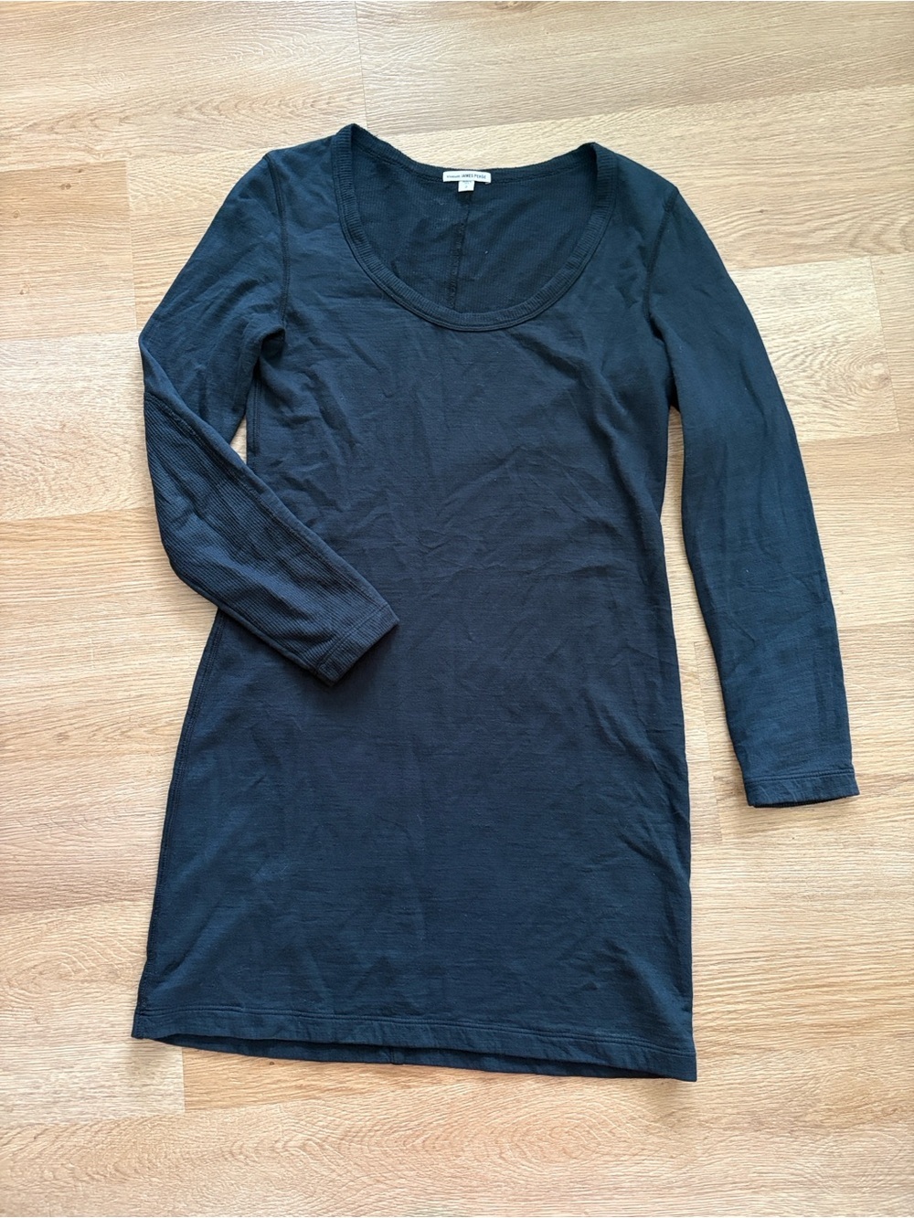 James Perse Black Ribbed Long Sleeve Tee